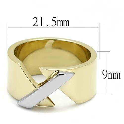 TK3184 - Two-Tone IP Gold (Ion Plating) Stainless Steel Ring with No Stone - Alamode - Flyclothing LLC