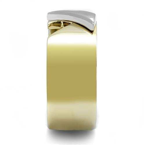 TK3184 - Two-Tone IP Gold (Ion Plating) Stainless Steel Ring with No Stone - Alamode - Flyclothing LLC