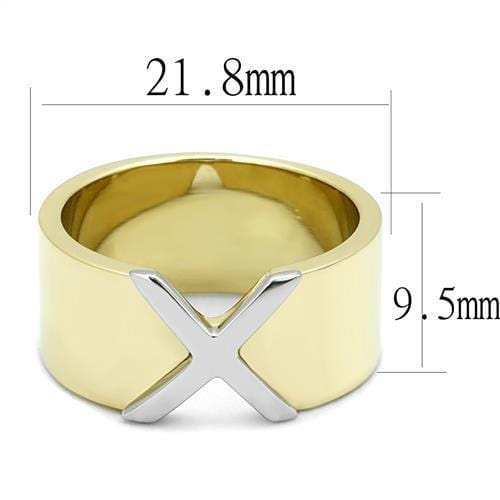 TK3185 - Two-Tone IP Gold (Ion Plating) Stainless Steel Ring with No Stone - Alamode - Flyclothing LLC