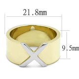 TK3185 - Two-Tone IP Gold (Ion Plating) Stainless Steel Ring with No Stone - Alamode - Flyclothing LLC