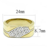TK3186 - Two-Tone IP Gold (Ion Plating) Stainless Steel Ring with Top Grade Crystal in Clear - Alamode - Flyclothing LLC