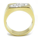 TK3186 - Two-Tone IP Gold (Ion Plating) Stainless Steel Ring with Top Grade Crystal in Clear - Alamode - Flyclothing LLC