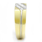 TK3186 - Two-Tone IP Gold (Ion Plating) Stainless Steel Ring with Top Grade Crystal in Clear - Alamode - Flyclothing LLC