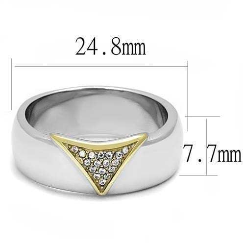 TK3187 - Two-Tone IP Gold (Ion Plating) Stainless Steel Ring with AAA Grade CZ in Clear - Alamode - Flyclothing LLC