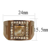 TK3190 - IP Coffee light Stainless Steel Ring with Semi-Precious Rain Flower Stone in Brown - Alamode - Flyclothing LLC