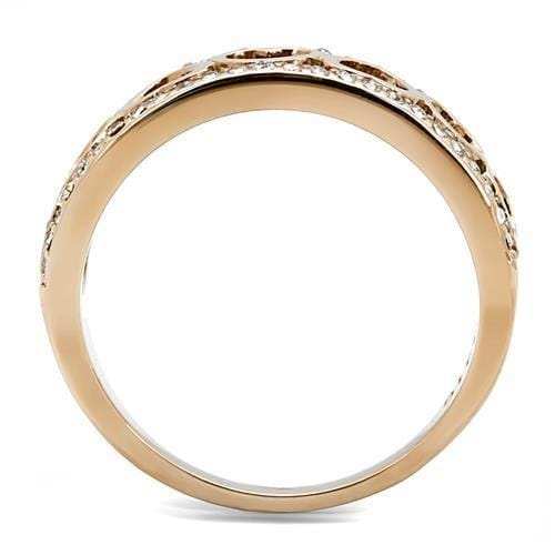 TK3194 - IP Rose Gold(Ion Plating) Stainless Steel Ring with Top Grade Crystal in Clear - Alamode - Flyclothing LLC