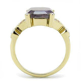 TK3195 - IP Gold(Ion Plating) Stainless Steel Ring with Semi-Precious Amethyst Crystal in Amethyst - Alamode - Flyclothing LLC