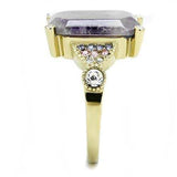 TK3195 - IP Gold(Ion Plating) Stainless Steel Ring with Semi-Precious Amethyst Crystal in Amethyst - Alamode - Flyclothing LLC