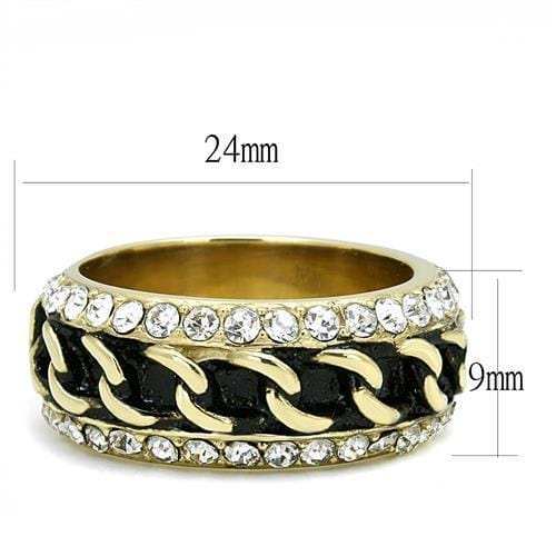 TK3196 - IP Gold(Ion Plating) Stainless Steel Ring with Top Grade Crystal in Clear - Alamode - Flyclothing LLC