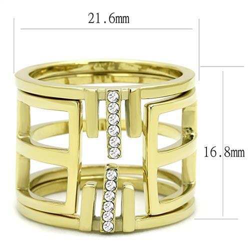 TK3198 - IP Gold(Ion Plating) Stainless Steel Ring with Top Grade Crystal in Clear - Alamode - Flyclothing LLC