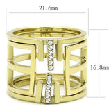 TK3198 - IP Gold(Ion Plating) Stainless Steel Ring with Top Grade Crystal in Clear - Alamode - Flyclothing LLC