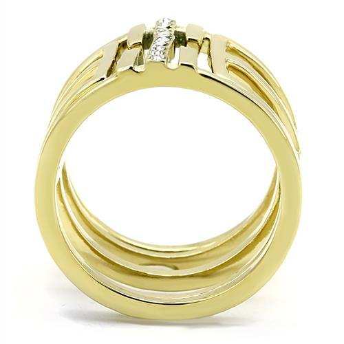 TK3198 - IP Gold(Ion Plating) Stainless Steel Ring with Top Grade Crystal in Clear - Alamode - Flyclothing LLC