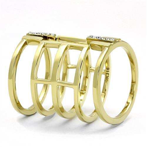 TK3198 - IP Gold(Ion Plating) Stainless Steel Ring with Top Grade Crystal in Clear - Alamode - Flyclothing LLC