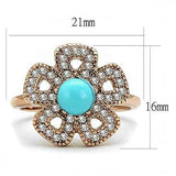 TK3201 - IP Rose Gold(Ion Plating) Stainless Steel Ring with Synthetic Turquoise in Sea Blue - Alamode - Flyclothing LLC