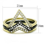 TK3202 - IP Gold+ IP Black (Ion Plating) Stainless Steel Ring with Top Grade Crystal in Clear - Alamode - Flyclothing LLC