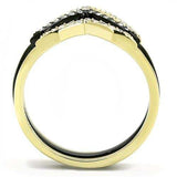 TK3202 - IP Gold+ IP Black (Ion Plating) Stainless Steel Ring with Top Grade Crystal in Clear - Alamode - Flyclothing LLC