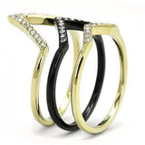 TK3202 - IP Gold+ IP Black (Ion Plating) Stainless Steel Ring with Top Grade Crystal in Clear - Alamode - Flyclothing LLC