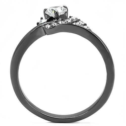 TK3203 - IP Light Black (IP Gun) Stainless Steel Ring with AAA Grade CZ in Clear - Alamode - Flyclothing LLC