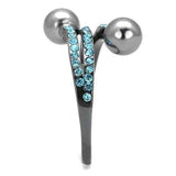 TK3204 - IP Light Black (IP Gun) Stainless Steel Ring with Synthetic Pearl in Gray - Alamode - Flyclothing LLC