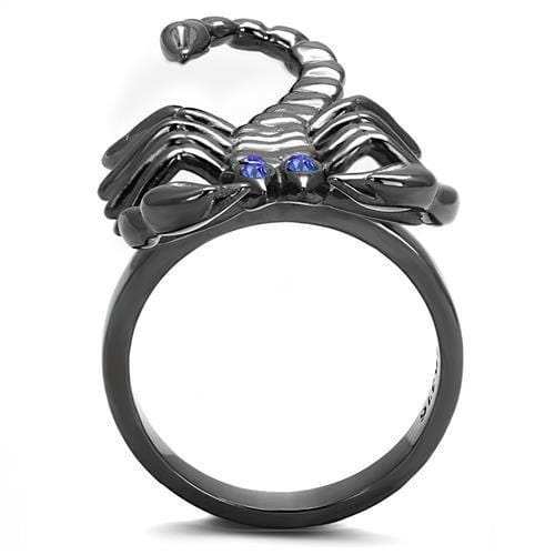 TK3205 - IP Light Black (IP Gun) Stainless Steel Ring with Top Grade Crystal in Sapphire - Alamode - Flyclothing LLC