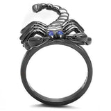 TK3205 - IP Light Black (IP Gun) Stainless Steel Ring with Top Grade Crystal in Sapphire - Alamode - Flyclothing LLC