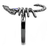 TK3205 - IP Light Black (IP Gun) Stainless Steel Ring with Top Grade Crystal in Sapphire - Alamode - Flyclothing LLC