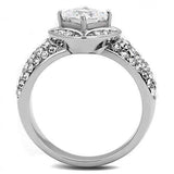 TK3206 - High polished (no plating) Stainless Steel Ring with AAA Grade CZ in Clear - Alamode - Flyclothing LLC