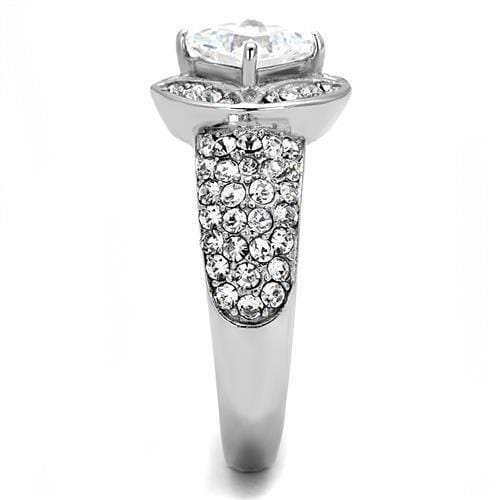 TK3206 - High polished (no plating) Stainless Steel Ring with AAA Grade CZ in Clear - Alamode - Flyclothing LLC