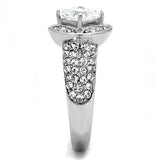 TK3206 - High polished (no plating) Stainless Steel Ring with AAA Grade CZ in Clear - Alamode - Flyclothing LLC