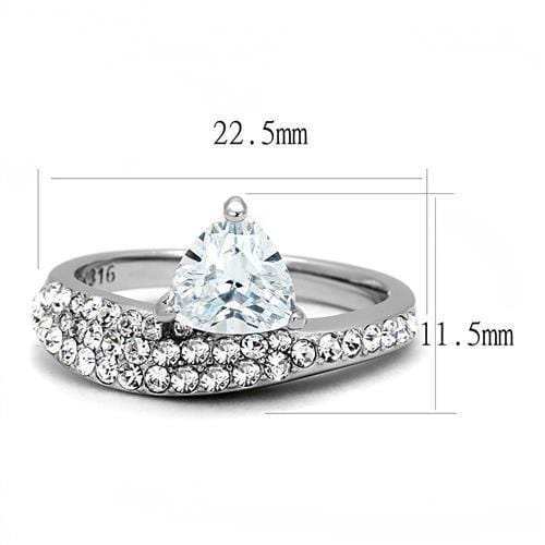TK3207 - High polished (no plating) Stainless Steel Ring with AAA Grade CZ in Clear - Alamode - Flyclothing LLC