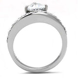 TK3207 - High polished (no plating) Stainless Steel Ring with AAA Grade CZ in Clear - Alamode - Flyclothing LLC