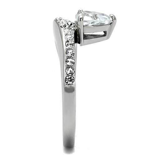 TK3207 - High polished (no plating) Stainless Steel Ring with AAA Grade CZ in Clear - Alamode - Flyclothing LLC