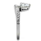 TK3207 - High polished (no plating) Stainless Steel Ring with AAA Grade CZ in Clear - Alamode - Flyclothing LLC