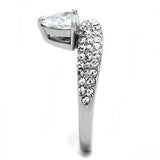 TK3207 - High polished (no plating) Stainless Steel Ring with AAA Grade CZ in Clear - Alamode - Flyclothing LLC