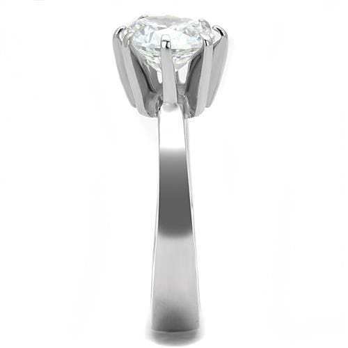 TK3208 - High polished (no plating) Stainless Steel Ring with AAA Grade CZ in Clear - Alamode - Flyclothing LLC