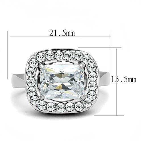 TK3209 - High polished (no plating) Stainless Steel Ring with AAA Grade CZ in Clear - Alamode - Flyclothing LLC