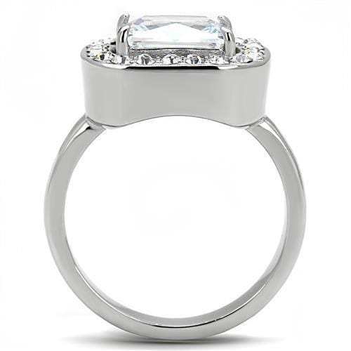 TK3209 - High polished (no plating) Stainless Steel Ring with AAA Grade CZ in Clear - Alamode - Flyclothing LLC