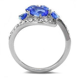 TK3211 - High polished (no plating) Stainless Steel Ring with Synthetic Synthetic Glass in Sapphire - Alamode - Flyclothing LLC