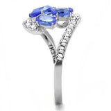 TK3211 - High polished (no plating) Stainless Steel Ring with Synthetic Synthetic Glass in Sapphire - Alamode - Flyclothing LLC