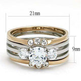TK3212 - Two-Tone IP Rose Gold Stainless Steel Ring with AAA Grade CZ in Clear - Alamode - Flyclothing LLC