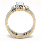 TK3212 - Two-Tone IP Rose Gold Stainless Steel Ring with AAA Grade CZ in Clear - Alamode - Flyclothing LLC