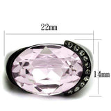 TK3213 - IP Black(Ion Plating) Stainless Steel Ring with Top Grade Crystal in Light Amethyst - Alamode - Flyclothing LLC