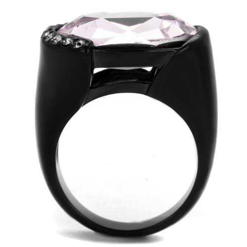 TK3213 - IP Black(Ion Plating) Stainless Steel Ring with Top Grade Crystal in Light Amethyst - Alamode - Flyclothing LLC