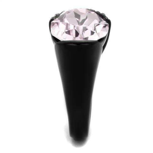 TK3213 - IP Black(Ion Plating) Stainless Steel Ring with Top Grade Crystal in Light Amethyst - Alamode - Flyclothing LLC