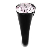 TK3213 - IP Black(Ion Plating) Stainless Steel Ring with Top Grade Crystal in Light Amethyst - Alamode - Flyclothing LLC