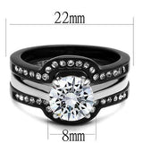 TK3214 - Two-Tone IP Black (Ion Plating) Stainless Steel Ring with AAA Grade CZ in Clear - Alamode - Flyclothing LLC
