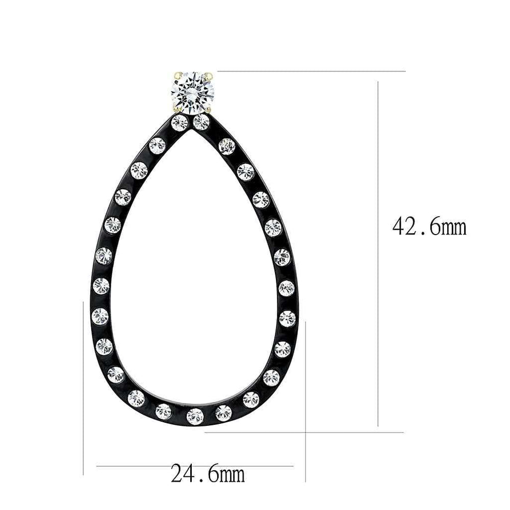 TK3215 - IP Gold+ IP Black (Ion Plating) Stainless Steel Earrings with AAA Grade CZ in Clear - Alamode - Flyclothing LLC