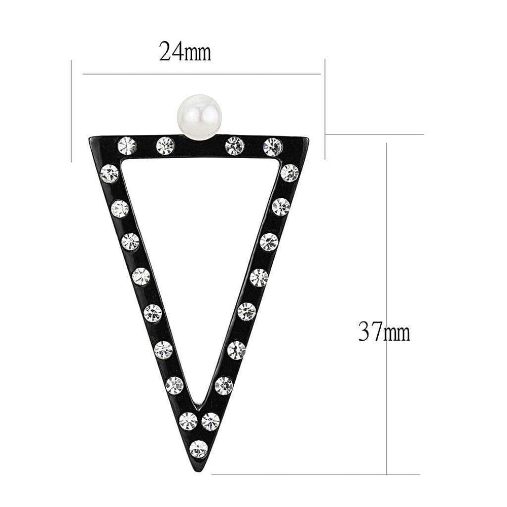 TK3216 - IP Gold+ IP Black (Ion Plating) Stainless Steel Earrings with Synthetic Pearl in White - Alamode - Flyclothing LLC