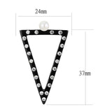 TK3216 - IP Gold+ IP Black (Ion Plating) Stainless Steel Earrings with Synthetic Pearl in White - Alamode - Flyclothing LLC