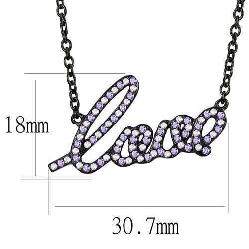 TK3218 - IP Black(Ion Plating) Stainless Steel Chain Pendant with AAA Grade CZ in Multi Color - Alamode - Flyclothing LLC